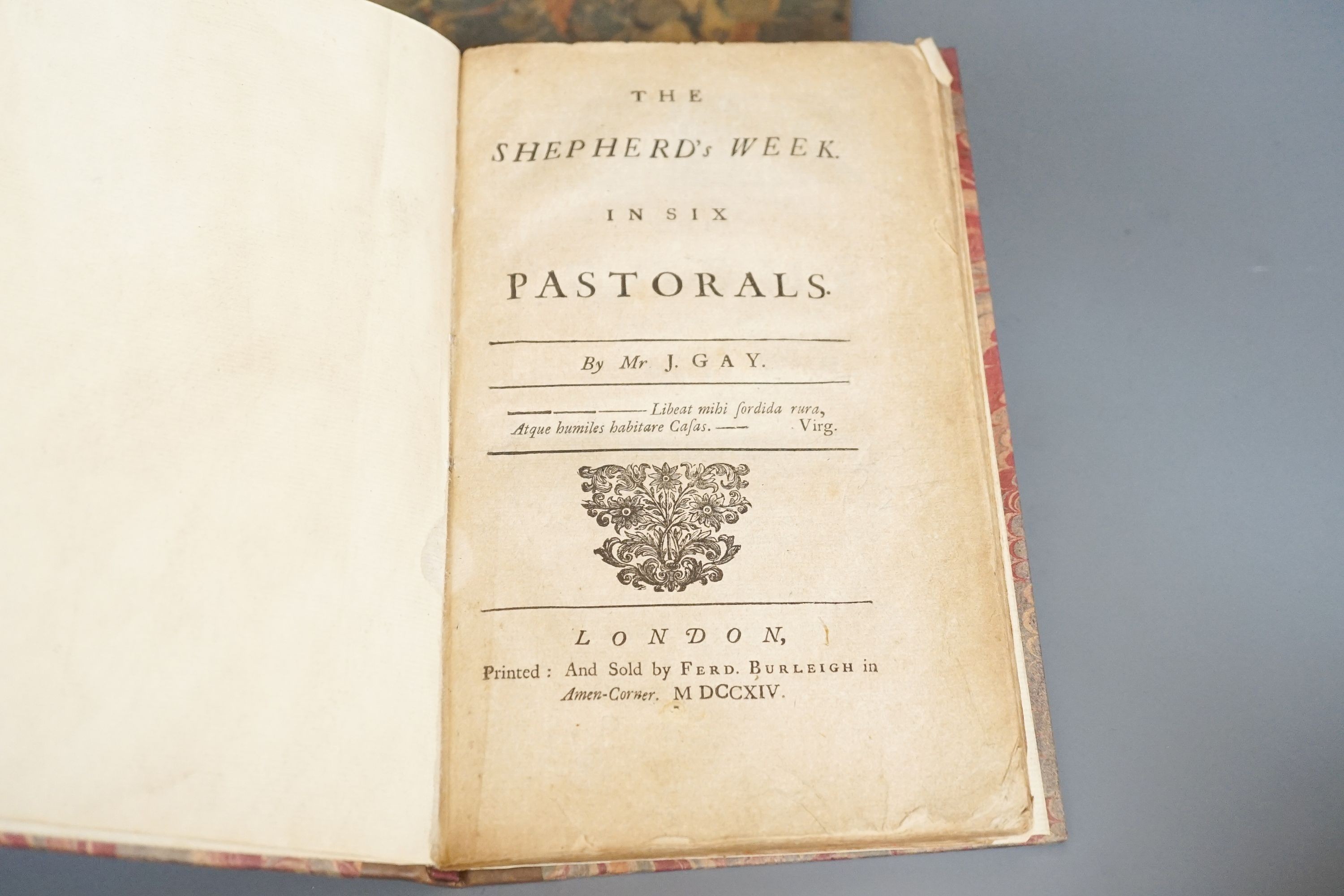 Langhorne, John - Poems on Several Occasions, small qto, quarter calf, lacking contents leaf, R. Griffiths, London [1760], Gay, John - The
